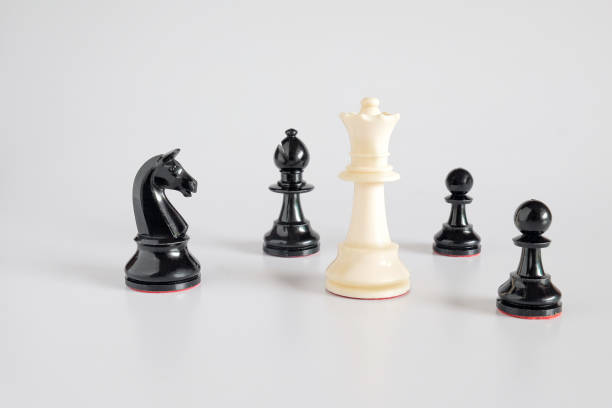 istock Black and white chess battle on white ,Chess victory,business concept. 1336832856