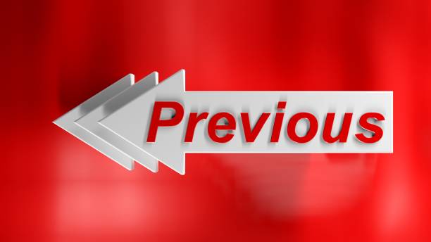 istock White arrows with red write PREVIOUS on red glossy background - 3D rendering illustration 1336835298