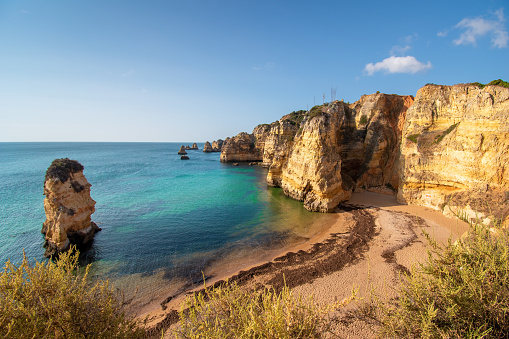 Dona Ana Beach in Lagos, Algarve, Portugal during a queit morning.