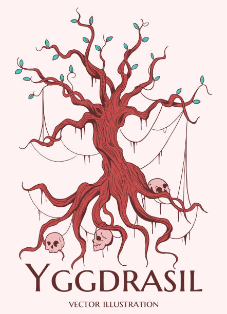 ilustraciones, imágenes clip art, dibujos animados e iconos de stock de ilustración de yggdrasil - yggdrasil