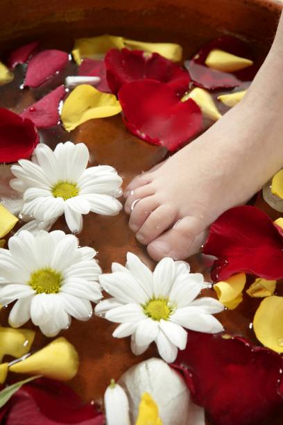 istock Aromatherapy, flowers feet bath, rose petal 1336837250