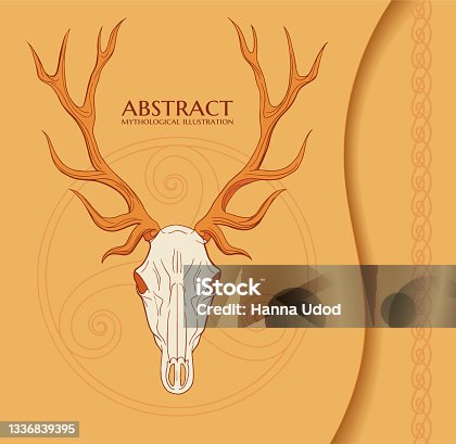 istock illustration of deer's skull 1336839395