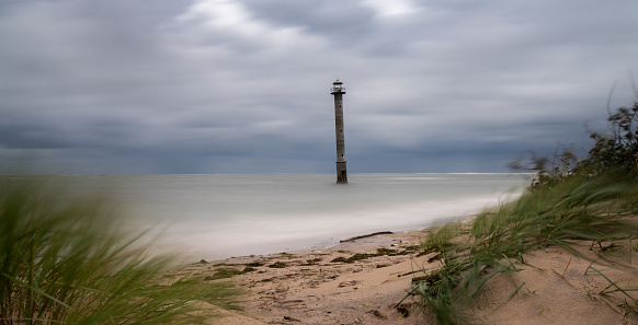 A view of the leaning Kiipsaare lighthouse on Saaremaa Isand in northern Estonia
