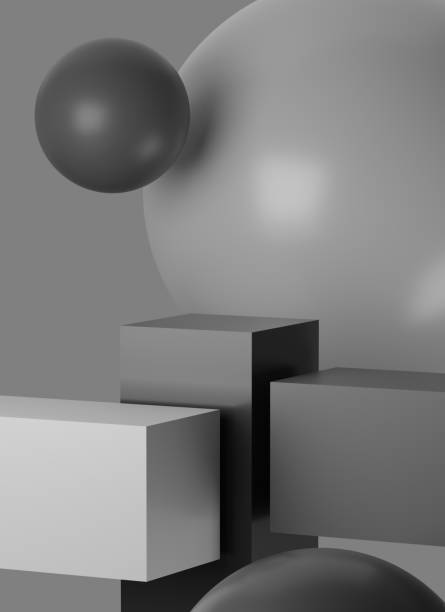 Beautiful, elegant showcase pedestal. Grey abstract 3D render podium background.