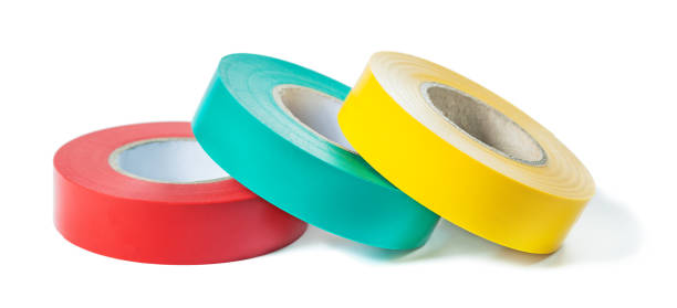 istock red blue yellow rolls of insulation tape isolated on white background 1336843463