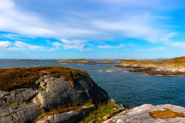 istock landscape with mountains and blue clouds in Norway, Atlantic oceon 1336850672