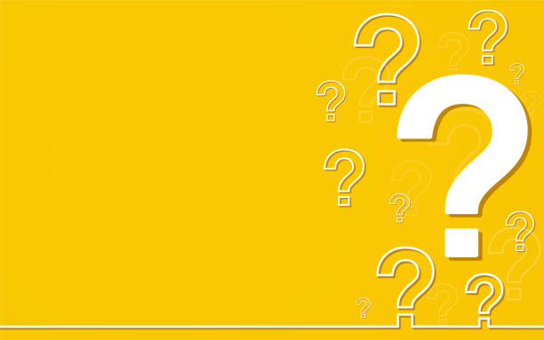 question mark, faq sign, help symbol on yellow background. - questions stock illustrations