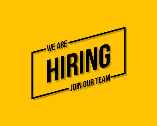we are hiring, join our team, flat vector poster or banner illustration on yellow background we are hiring, join our team, flat vector poster or banner illustration on yellow background wanted poster illustrations stock illustrations