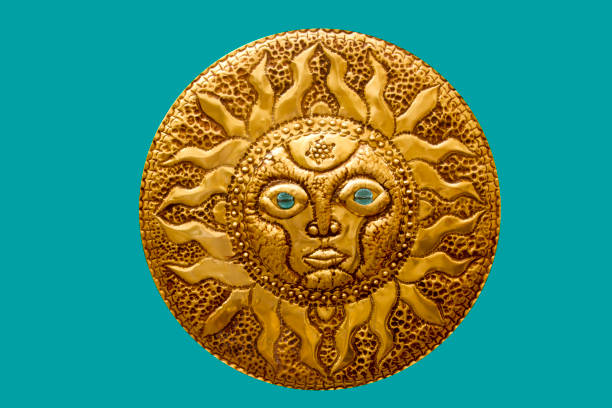 istock golden sun handcraft from Mediterranean isolated 1336872518