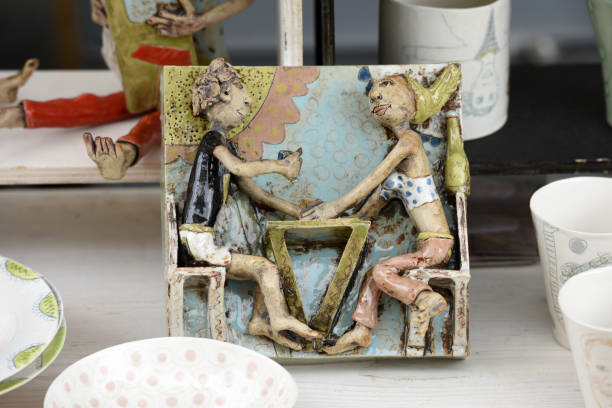 Handmade wooden souvenirs in traditional workshop