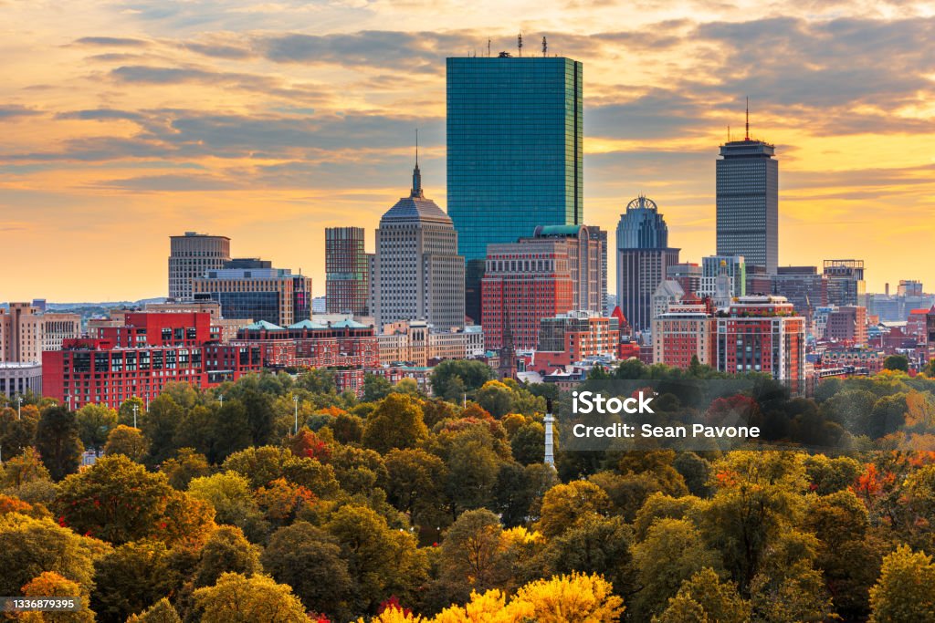 Boston, Massachusetts, USA skyline over Boston Common Boston, Massachusetts, USA skyline over Boston Common. Boston - Massachusetts Stock Photo