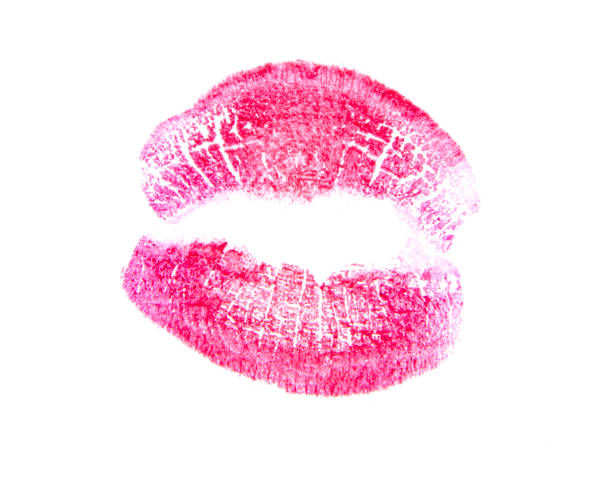 istock Sexy red pink lips track isolated on the white 1336879489
