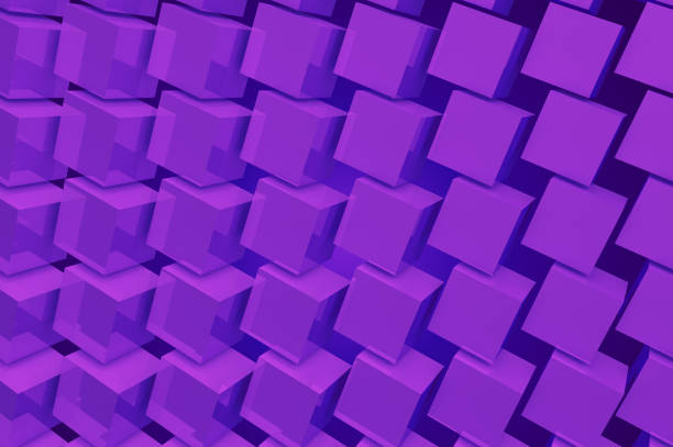 istock Many transparent purple 3D cubes in space 1336880422