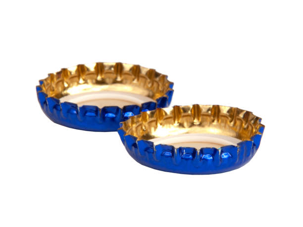 istock Metallic blue beer bottle cap isolated on the white 1336885407