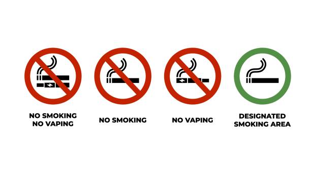 ilustrações de stock, clip art, desenhos animados e ícones de smoking and vaping sign set. vector icons. - nicotine healthcare and medicine smoking issues lifestyles