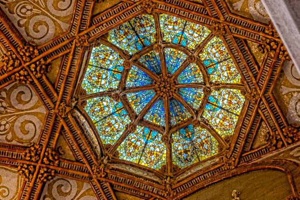 Barcelona, Spain - 13 September 2016: The Modernista Sant Pau Complex was built between 1905 and 1930 and designed by Lluís Domènech i Montaner as a garden city for nursing the sick. After being used as a public hospital for a century, its newly refurbished pavilions shine again in all their splendour.