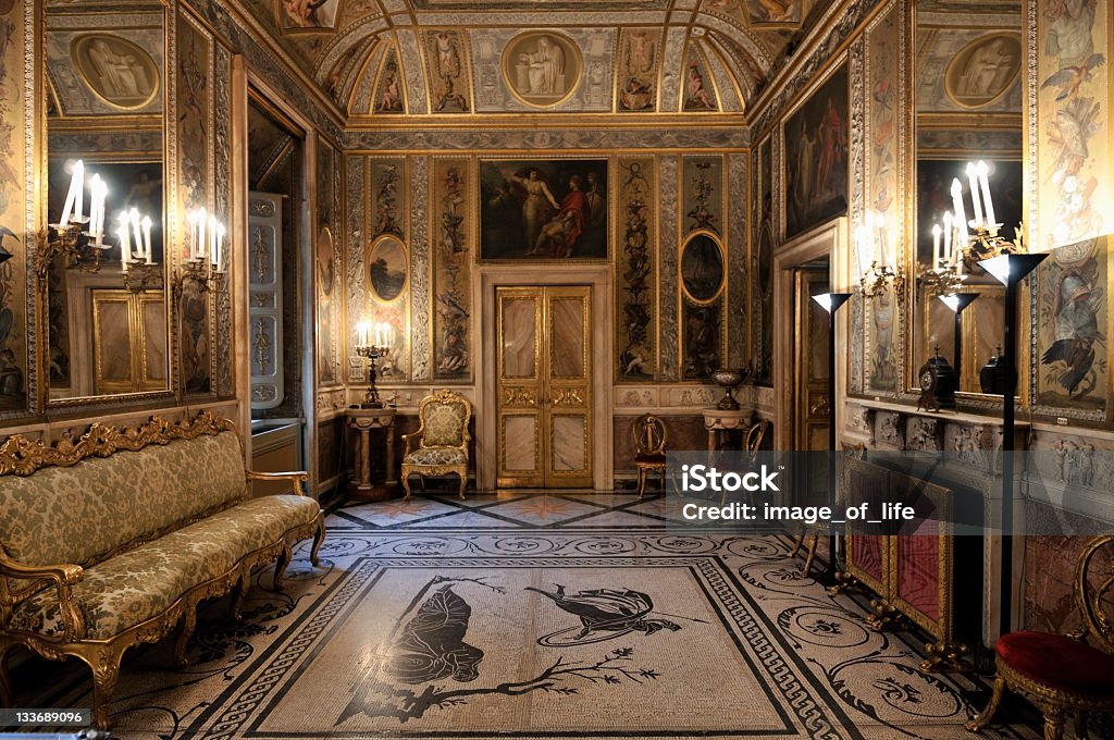 Sumptuous Baroque Interior Richly decorated interiors that contain paintings, sculptures and furniture of great value Luxury Stock Photo