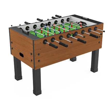 Foosball Soccer Table Game isolated on white background. 3D render