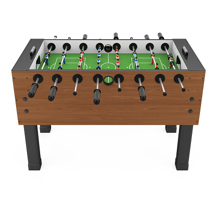 Foosball Soccer Table Game isolated on white background. 3D render