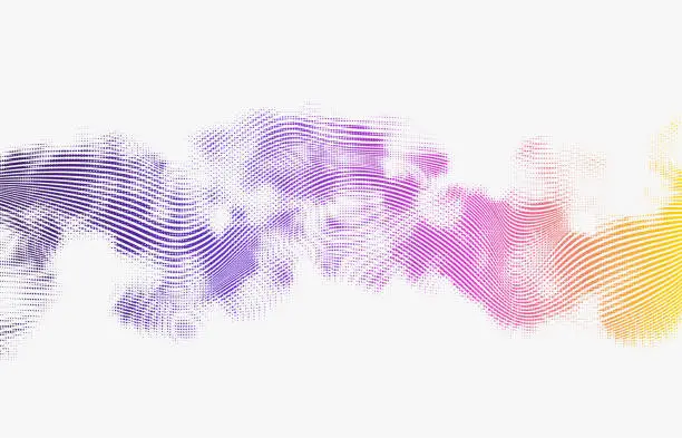 Vector illustration of Abstract halftone smoke texture with wavy lines.