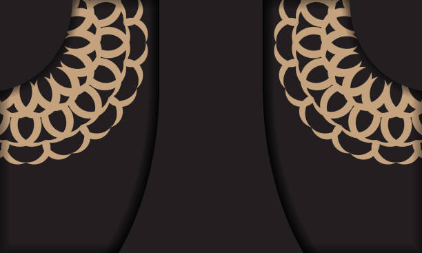 istock Black background with luxurious vintage ornaments and place for your logo. Template for postcard print design with vintage ornament 1336905298