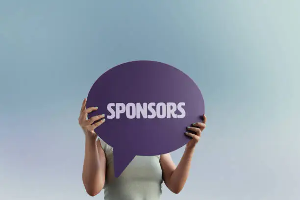 Photo of Sponsor word with speech bubble