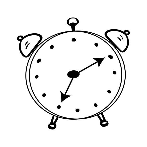 illustrations, cliparts, dessins animés et icônes de réveil réveil doodle illustration pour la coloration. une couleur - white background color image alarm clock deadline
