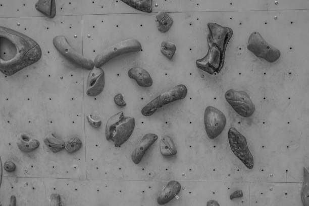 istock Close Up Of A Climbing Wall In Black And White 1336906507
