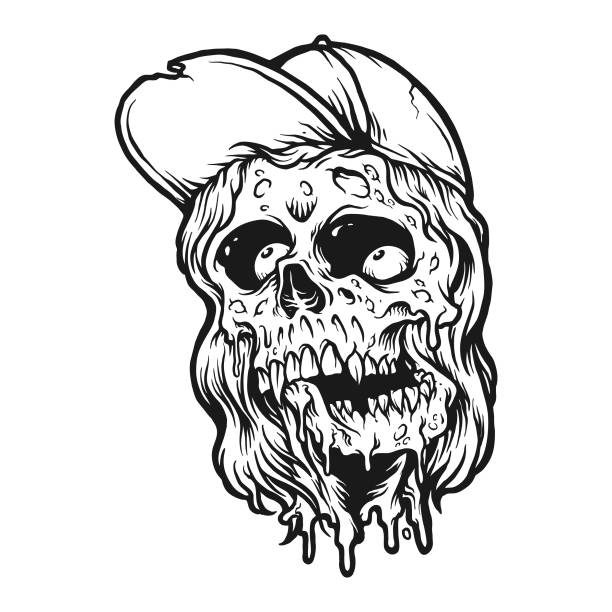 cool zombie spooky silhouette vector illustrations - 死神 插圖 幅插畫檔、美工圖案、卡通及圖標