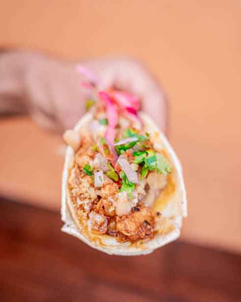 istock Delicious chicharron taco and carnitas Mexican style. 1336909886