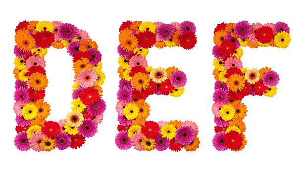istock Letter D E F - flower alphabet isolated on white 133691252