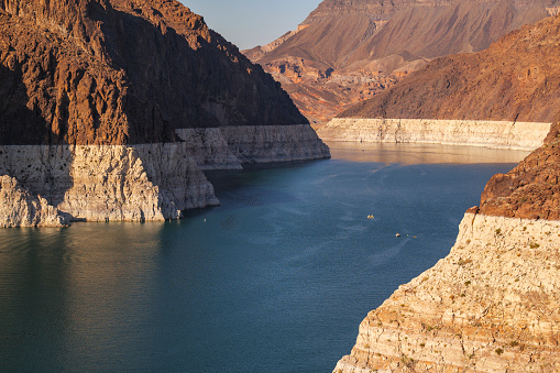 Low water level at Lake Mead in summer of 2021