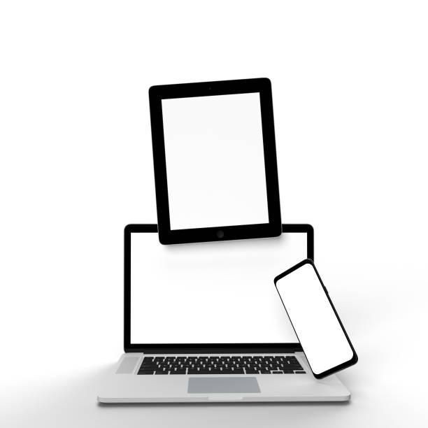 istock Gadgets including smartphone, smartwatch, digital tablet and laptop, blank screens 1336921744