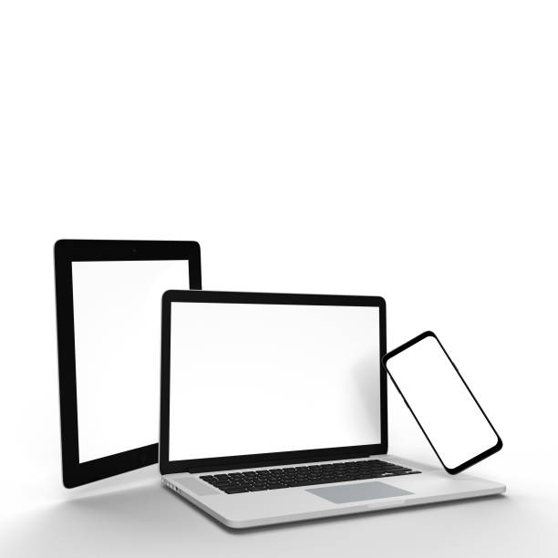istock Gadgets including smartphone, smartwatch, digital tablet and laptop, blank screens 1336921750