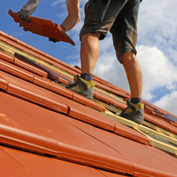istock Roofing work, new covering of a tiled roof 1336921824