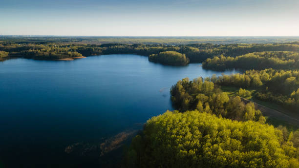 istock Aerial view of the lake or river with pattern wave. Water surface with ripples texture background. Viewed from above. Environment concept. 1336922565