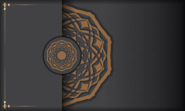 istock Template for postcard print design with Greek ornaments. Gray vector banner with luxury ornaments for your logo 1336923879