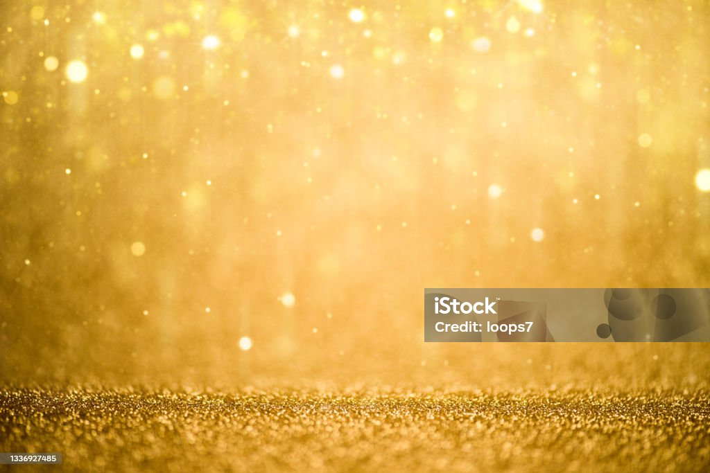 Glitter Golden Lights Defocused Background Luxury Golden Background Gold - Metal Stock Photo