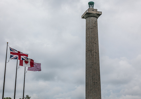 Close-up of date blocks on American flag with 4th july theme