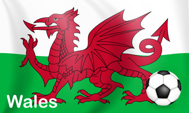 istock Football game background Wales with flag. Championship. Vector Illustration 1336941004