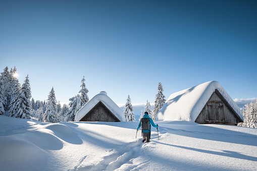 wooden ski chalet in the austrian mountains