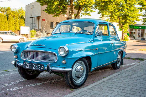 Škoda Octavia is a small family car which was produced by Czechoslovakian automaker AZNP from 1959 to 1971. Oldtimer. Vintage car.