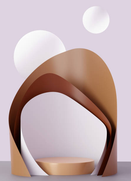 istock Beautiful, elegant showcase pedestal. Brown abstract 3D render podium background 1336952535