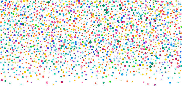istock Watercolor confetti on white background. Alluring rainbow colored dots. Happy celebration wide colorful bright card. Outstanding hand painted confetti 1336954711