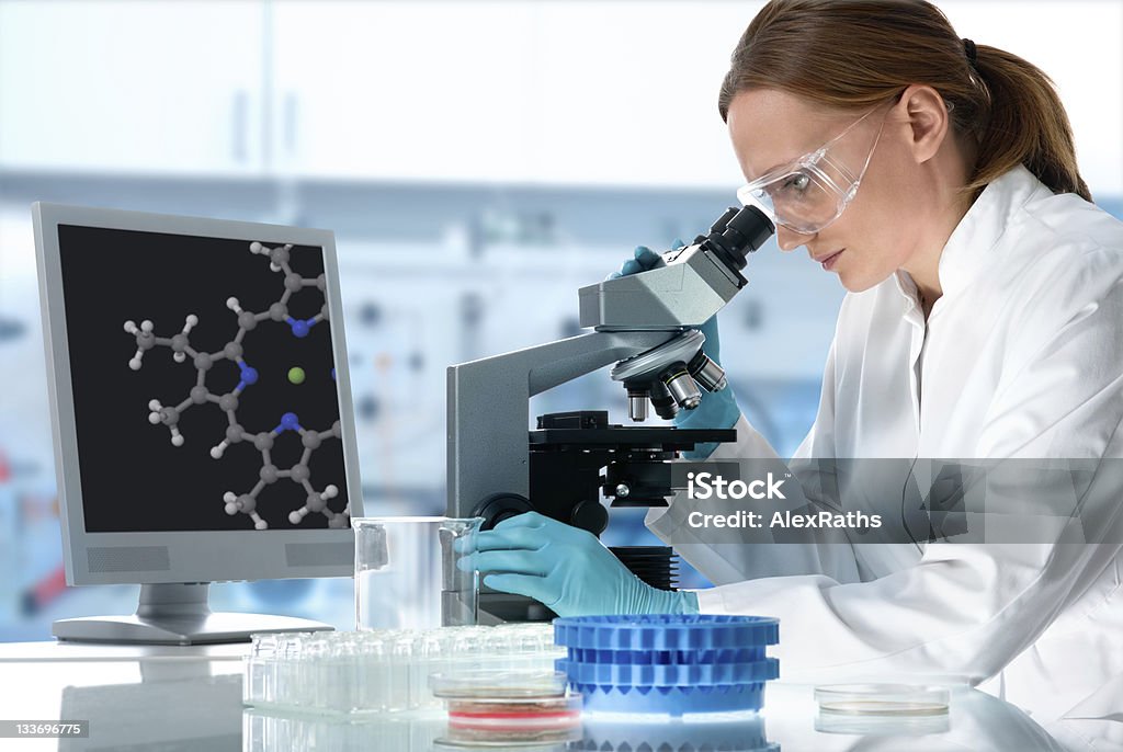 laboratory laboratory technician at the work. Computer Monitor Stock Photo