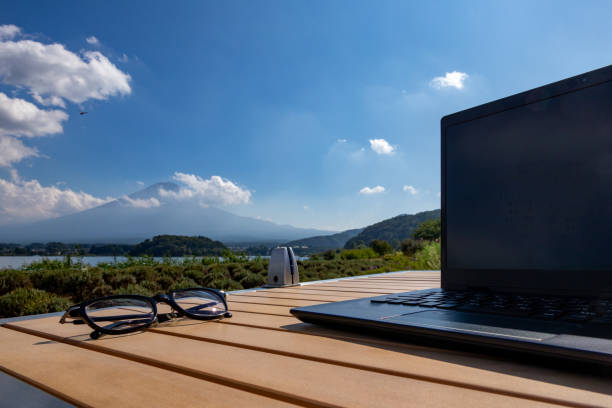 istock remote working at the foot of mount Fuji 1336974063