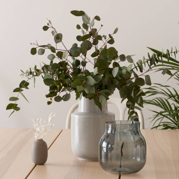 istock Elegant vase with eucalyptus twigs, close-up 1336977072