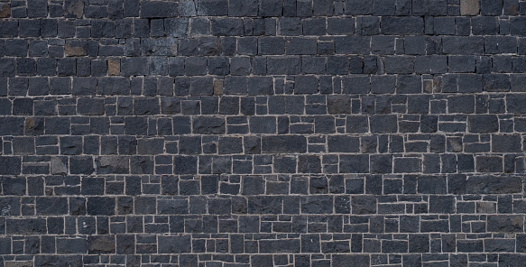 Old Stone Grey Brick Wall Background.