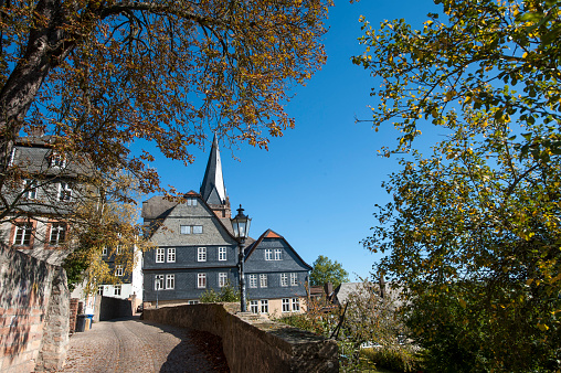Toenisvorst, Germany, November 2, 2022 - The moated castle Haus Neersdonk in Toenisvorst in the Lower Rhine region.