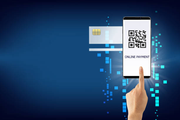 istock Hand touching smartphone with online payment and technology concept, Online Payment on Screen, Button, Headline and Text Place on blue background 1337003192